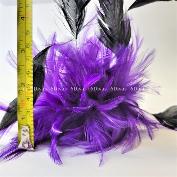 PURPLE Feathers Headpiece Fascinator - Picture 3 of 6